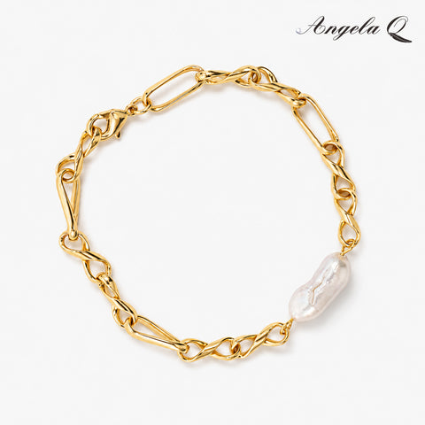 CATALINA BAROQUE PEARL PAPERCLIP BRACELET-200028T