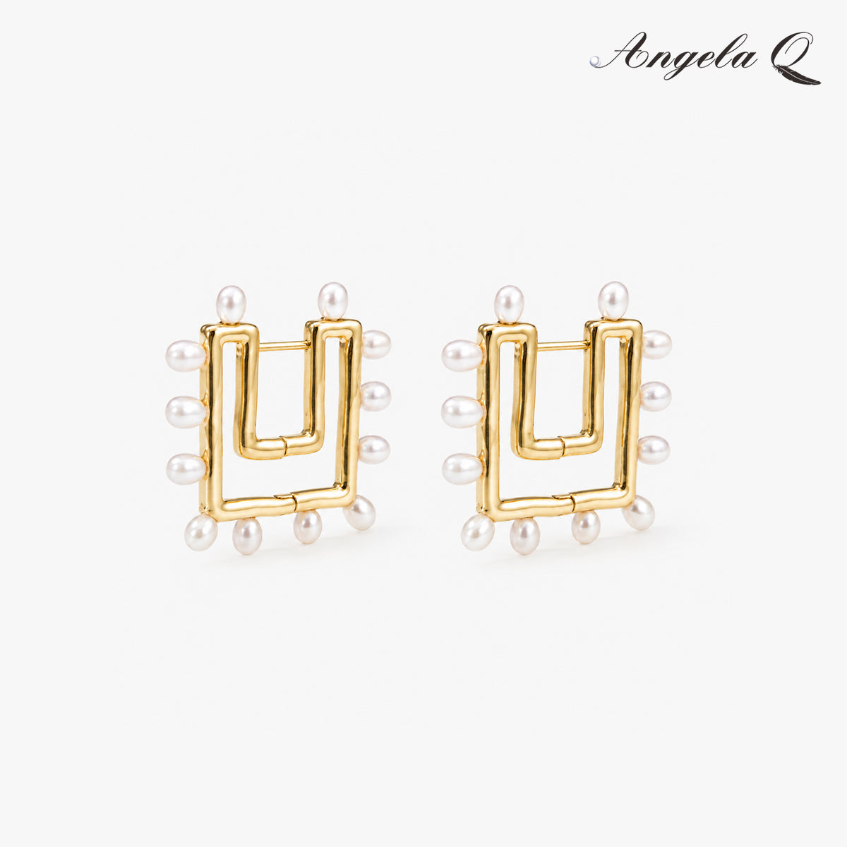 PALOS VERDES PEARL FRAME STUD EARRINGS-400063N