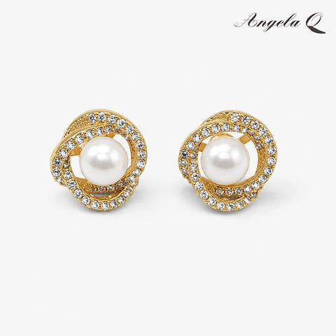 NEWPORT - CZ HALO PEARL STUD EARRINGS