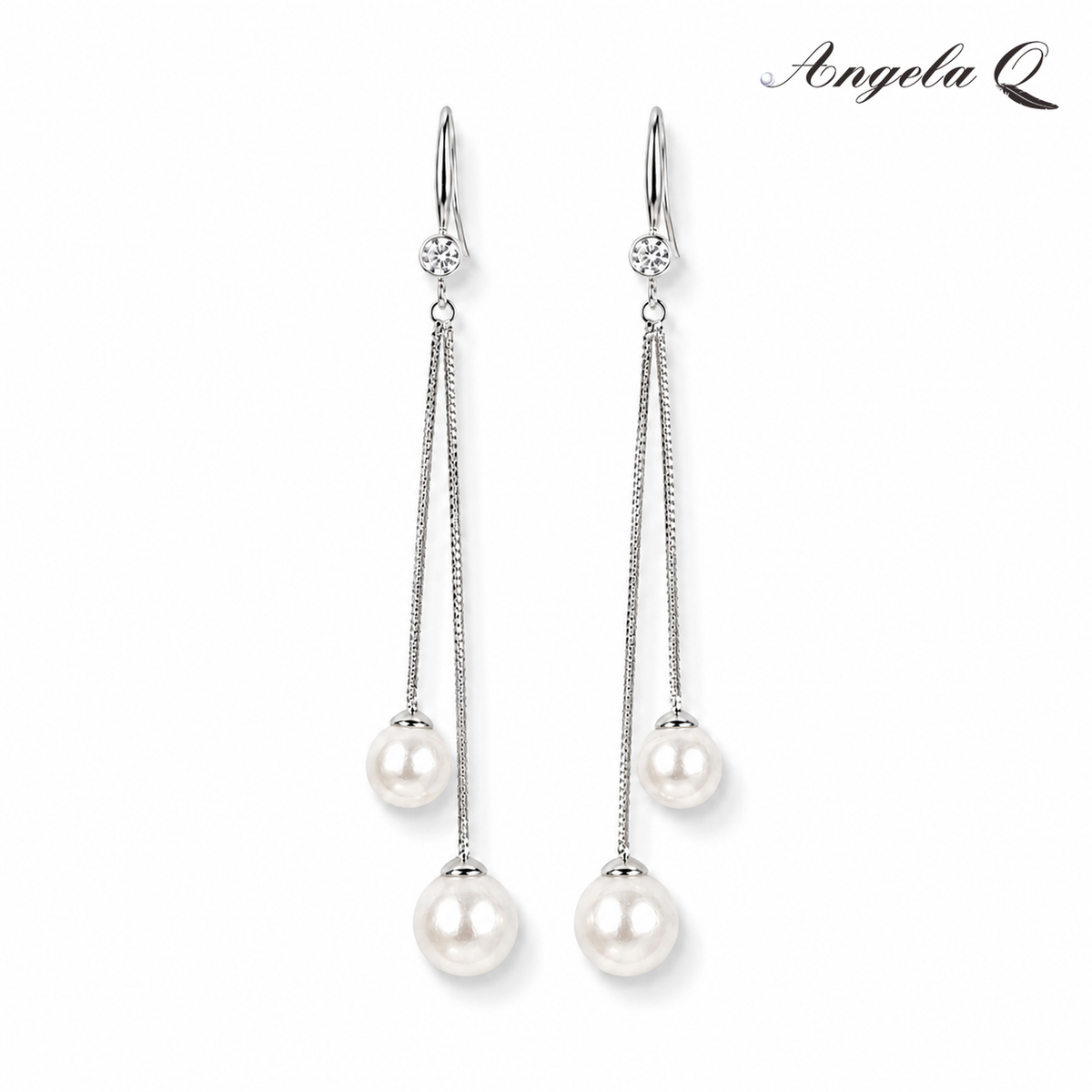 OCEANSIDE - DOUBLE PEARL CHAIN EARRINGS