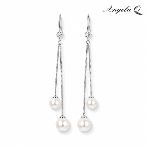OCEANSIDE - DOUBLE PEARL CHAIN EARRINGS