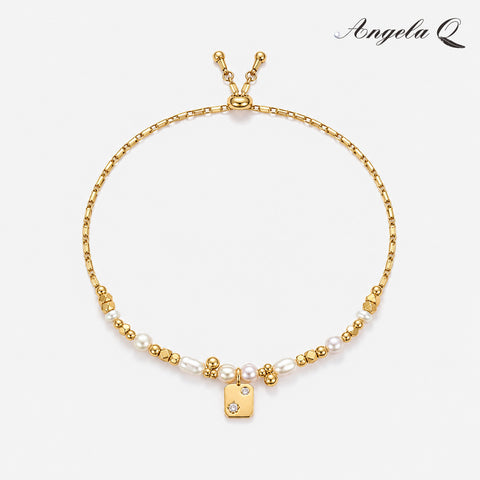 GOLDEN COAST PEARL CHARM BRACELET-200040T