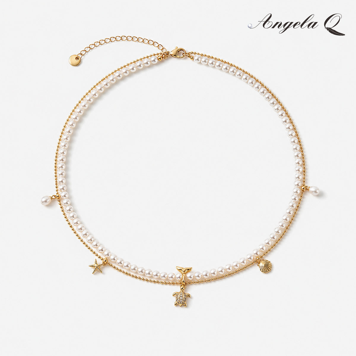 MALIBU CROSS - LAYERED PEARL NECKLACE