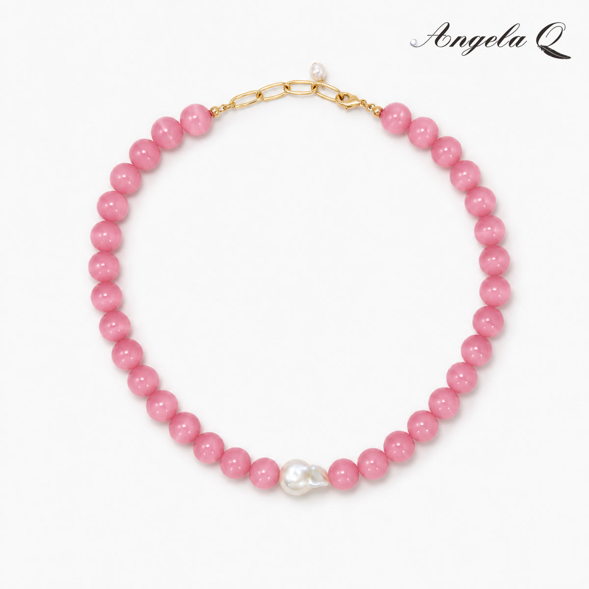 ROSE COVE PINK CAT'S EYE BAROQUE PEARL BEADED NECKLACE-100047N
