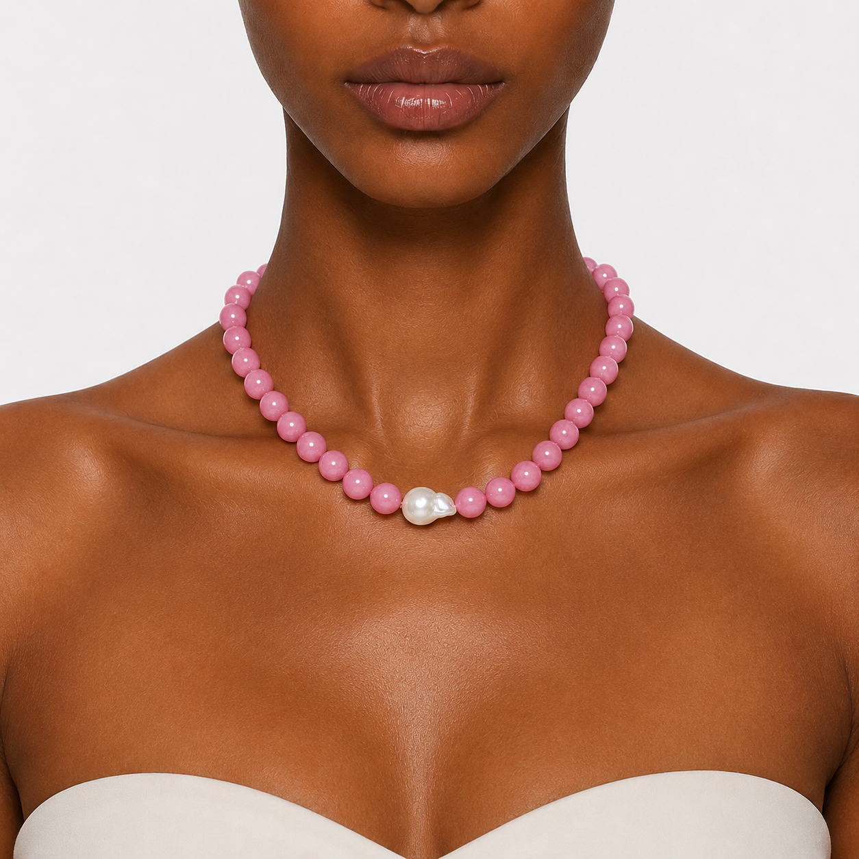 ROSE COVE PINK CAT'S EYE BAROQUE PEARL BEADED NECKLACE-100047N