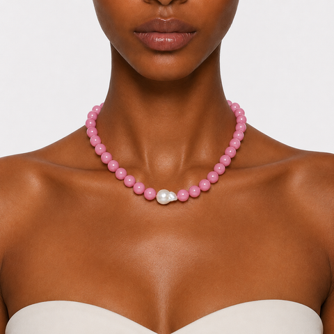 ROSE COVE PINK CAT'S EYE BAROQUE PEARL BEADED NECKLACE-100047N