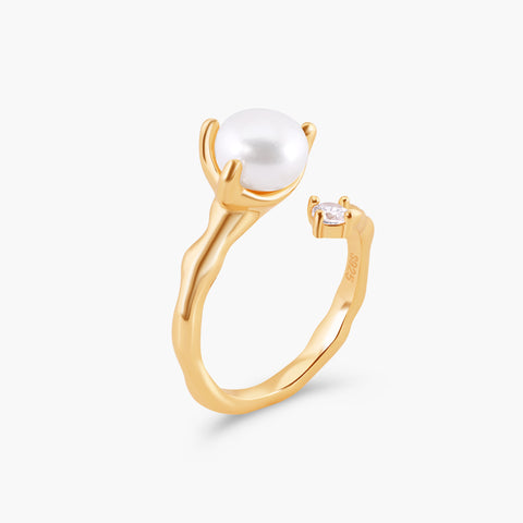 SOLAR ECLIPSE PEARL TWIST RING WITH DIAMOND ACCENT
