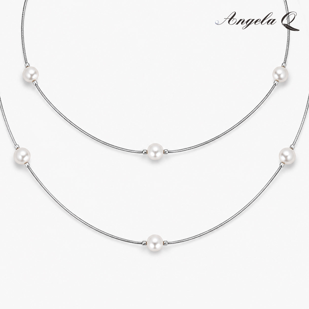 PACIFIC TIDE - LAYERED PEARL STATION NECKLACE