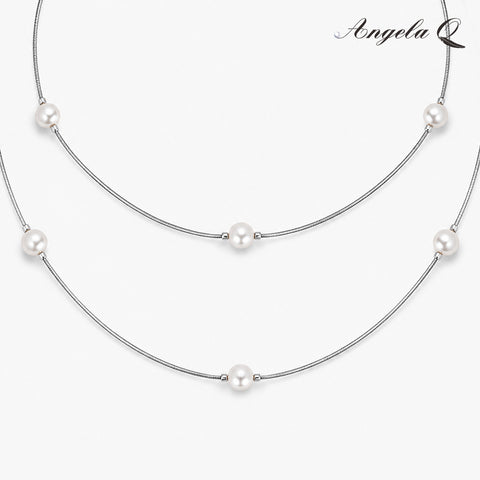 PACIFIC TIDE - LAYERED PEARL STATION NECKLACE