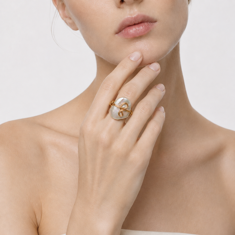 MALIBU IRIDESCENT BAROQUE PEARL SWIRL RING-300021P