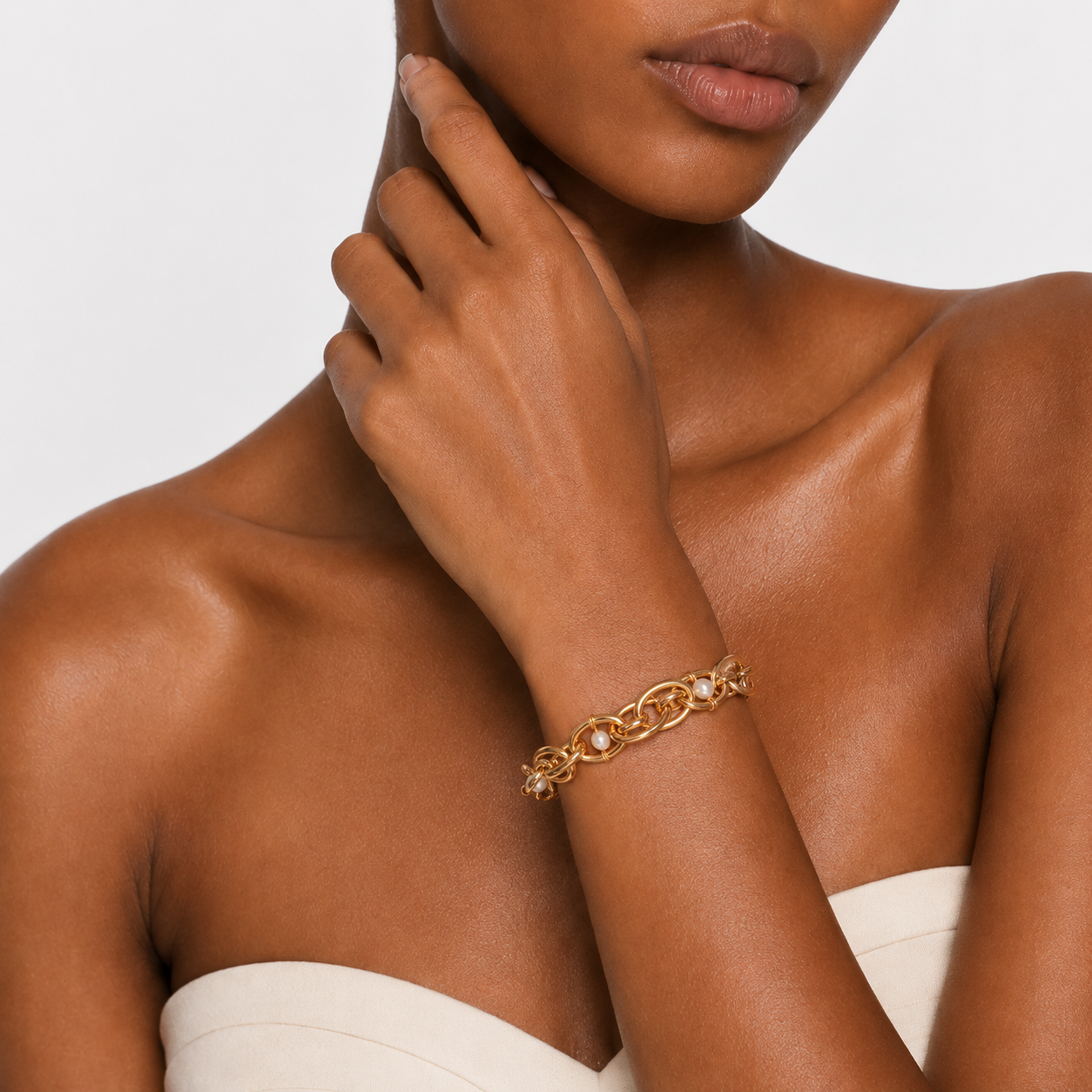 GOLDEN COVE BAROQUE PEARL CHAIN BRACELET-200037T