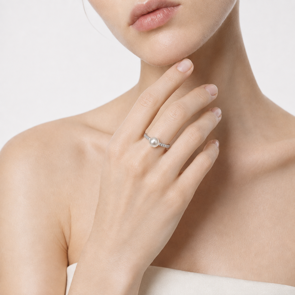 PEBBLE BEACH PEARL TEXTURED SILVER RING-300019P