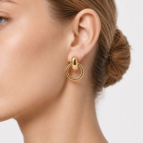 RODEO GOLD LINK HOOP EARRINGS-400061T