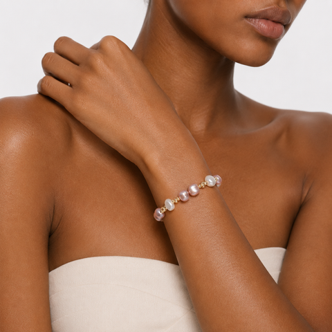 Unisex Blush Coast Artificial Gems Pearl Beaded Charm Bracelet-200024L