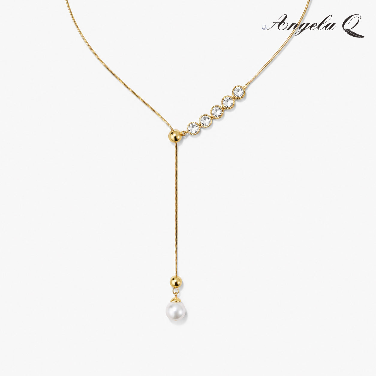 SOLANA - PEARL Y-DROP NECKLACE