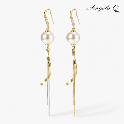 GOLDEN TIDE - PEARL TASSEL EARRINGS