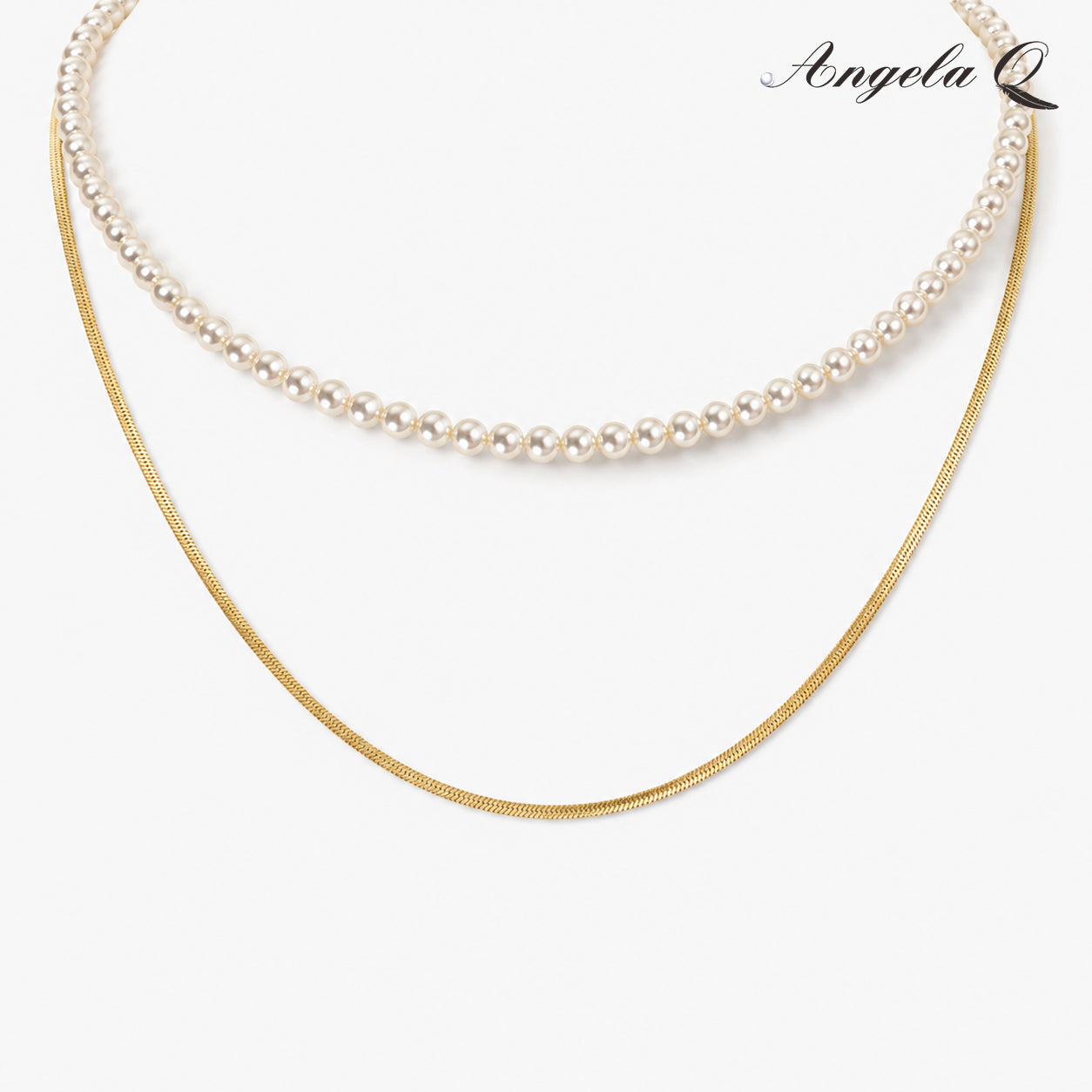 GOLDEN COAST - LAYERED PEARL CHAIN NECKLACE