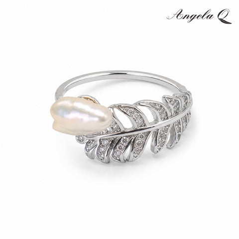 Pearl Jewelry - Genuine Pearl, Golden Cove Baroque Artificial Gemstone Ring-300013F