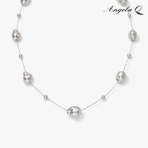 MARINA LONG - PEARL LARIAT NECKLACE