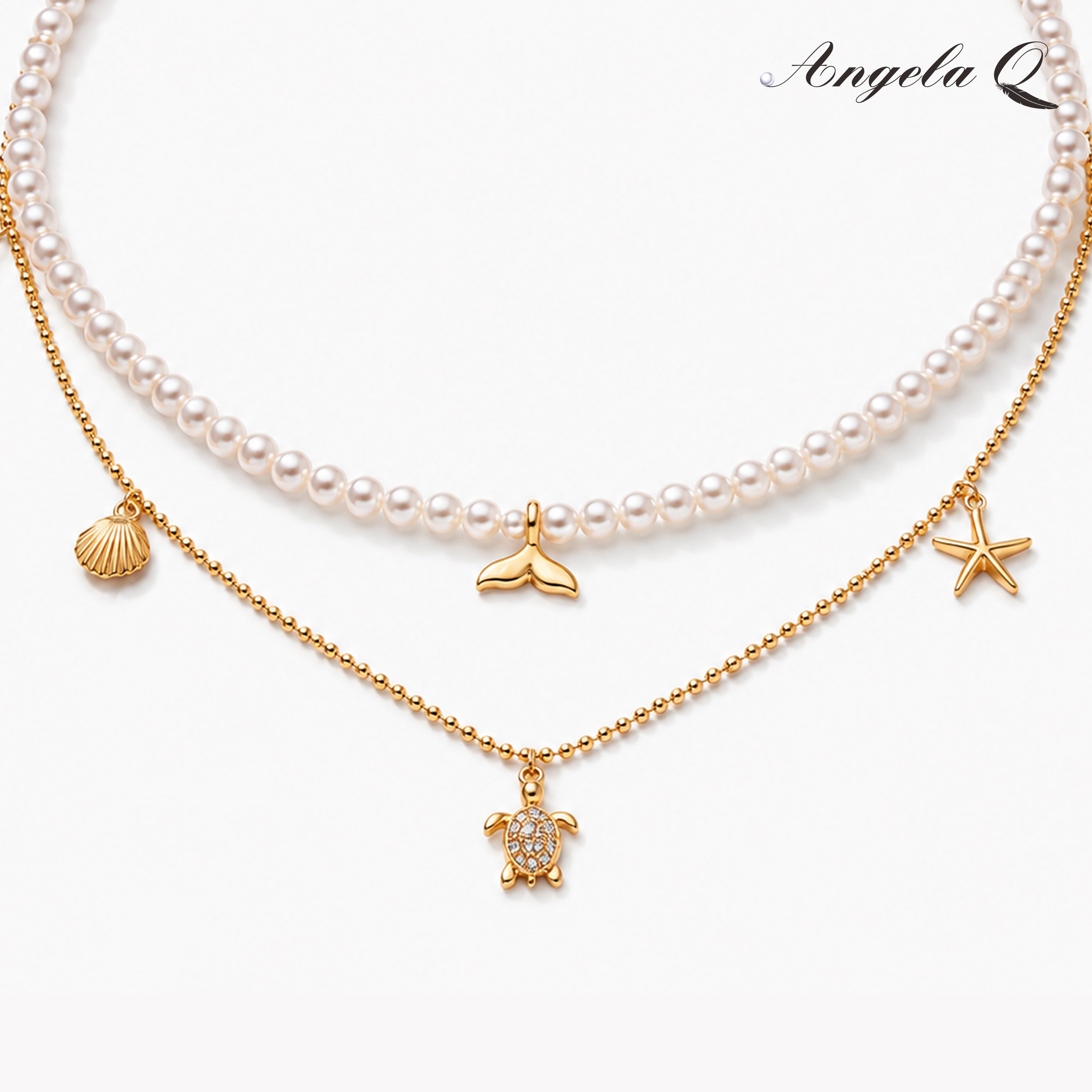 MALIBU CROSS - LAYERED PEARL NECKLACE