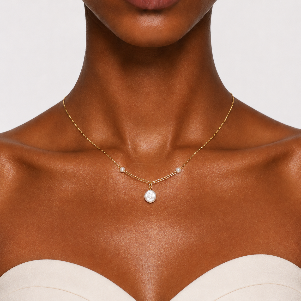 GOLDEN COAST BAROQUE PEARL DROP NECKLACE-100005L