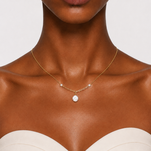 GOLDEN COAST BAROQUE PEARL DROP NECKLACE-100005L