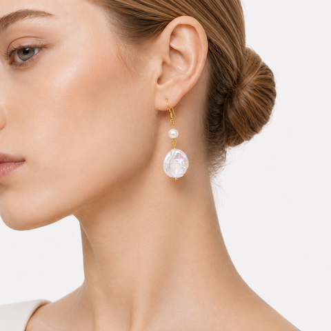 MARINA Artificial Gem Swirl Pearl Classic Stud Earrings