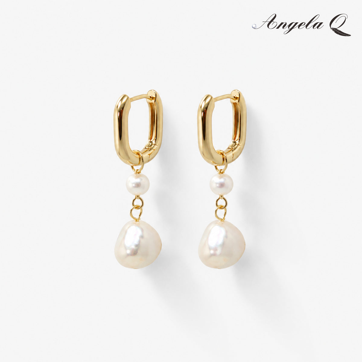 TIDE - DOUBLE PEARL DROP HUGGIE EARRINGS