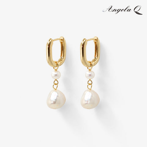 TIDE - DOUBLE PEARL DROP HUGGIE EARRINGS