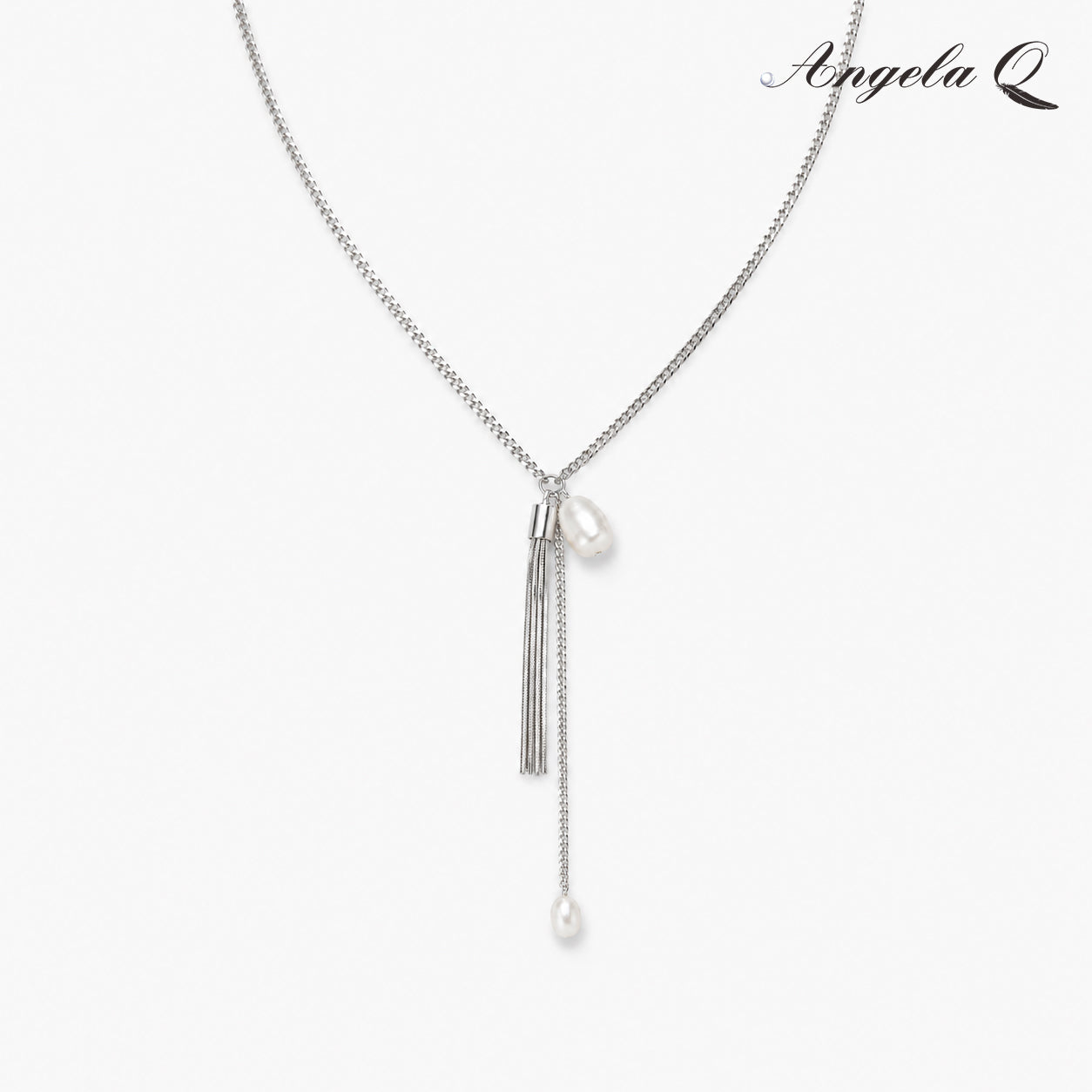 MIRAMAR - FEATHER PEARL DROP NECKLACE