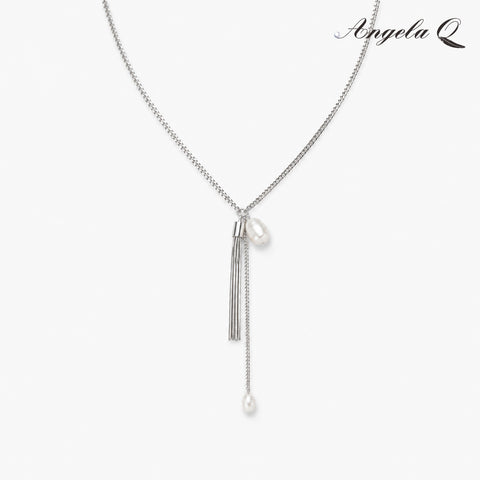 MIRAMAR - FEATHER PEARL DROP NECKLACE