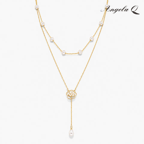 CAPRI - LAYERED PEARL DROP NECKLACE