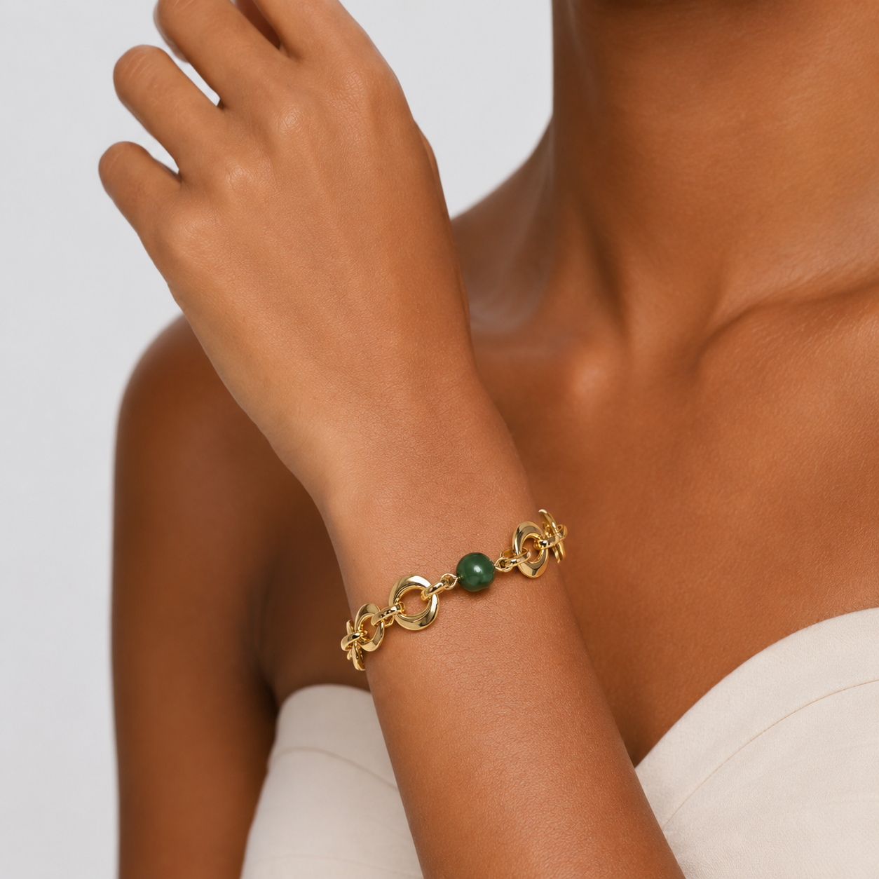 PACIFICA GREEN PEARL LINK BRACELET-200032T