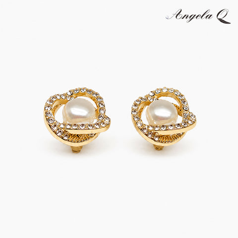 NEWPORT - CZ HALO PEARL STUD EARRINGS
