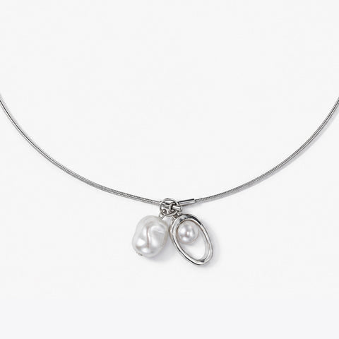 MOON BAY - SILVER RESIN CHARM NECKLACE