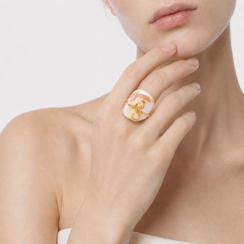 ROSE COVE BLUSH BAROQUE PEARL SWIRL RING-300022P