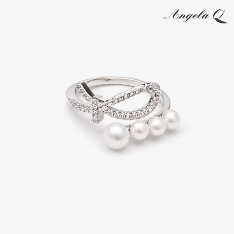 PACIFICA WAVE - CZ PEARL OPEN RING