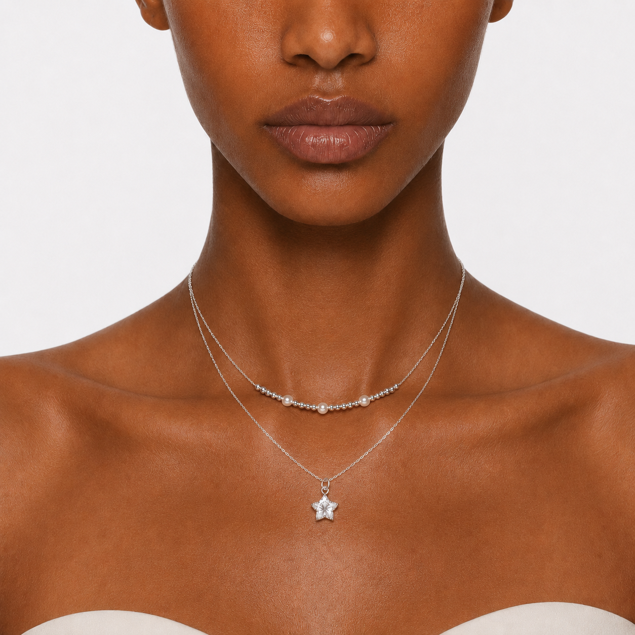 Golden Coast Artificial Gemstone Pearl Choker Necklace, Pearl Chain Necklace-100036N