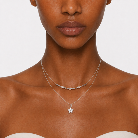 Golden Coast Artificial Gemstone Pearl Choker Necklace, Pearl Chain Necklace-100036N