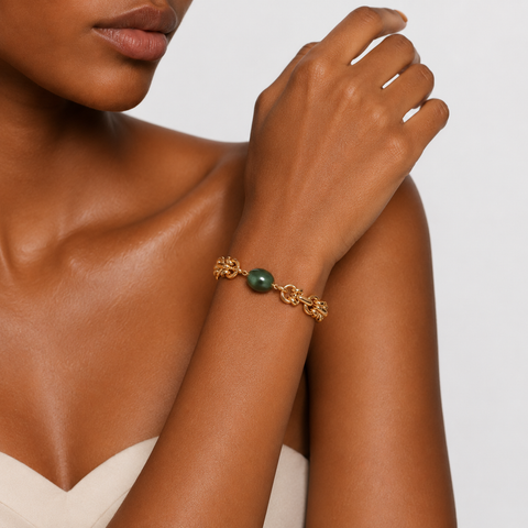 Unisex Exquisite Pacifica Green Pearl Beaded Jewelry Bracelet, Artificial Gemstone Bracelet - 200038T