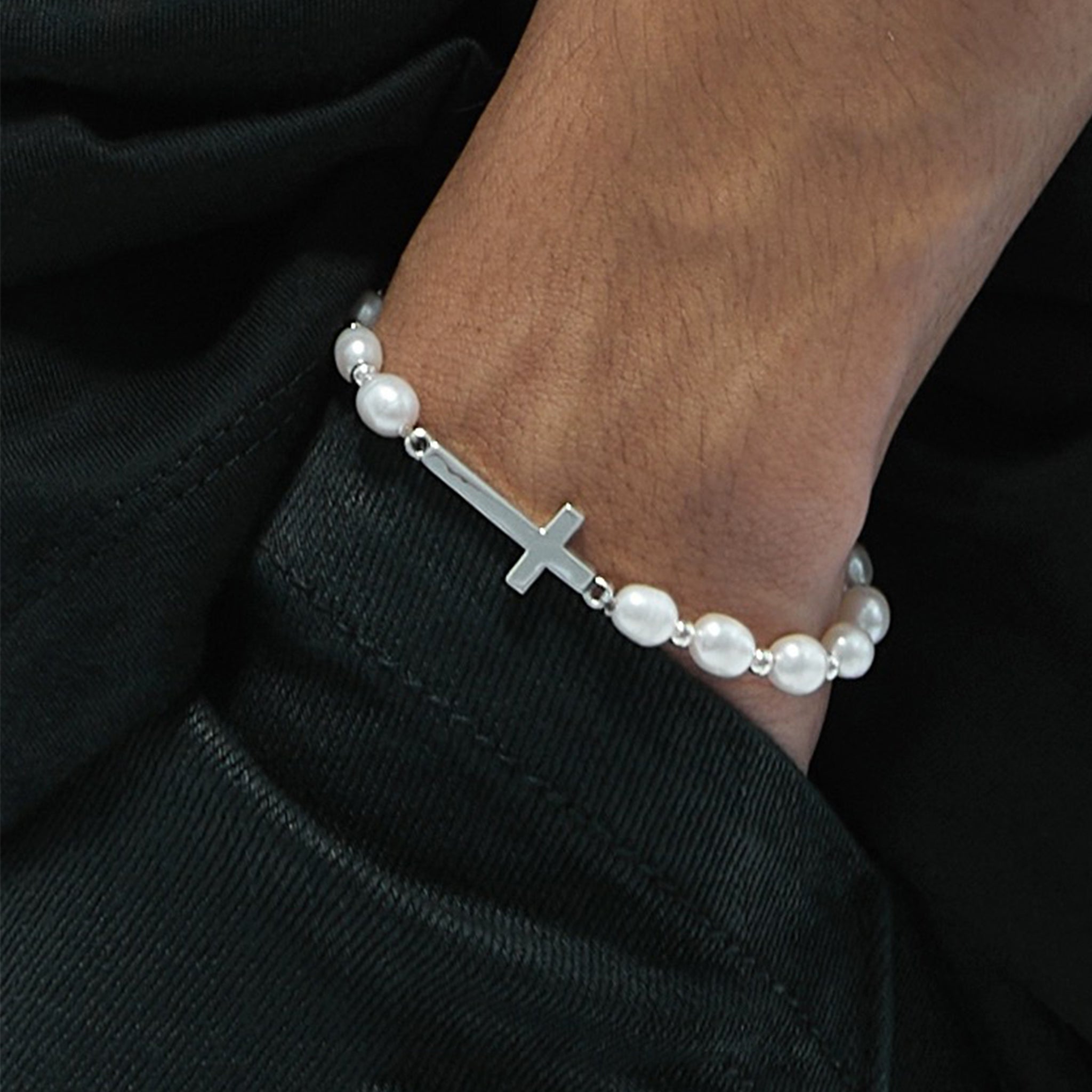 Pearl Cross Bracelet