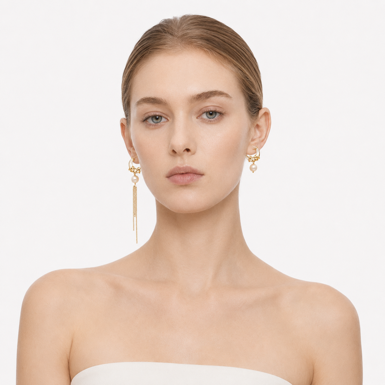 CASCADA PEARL CHAIN DROP EARRINGS-400027F