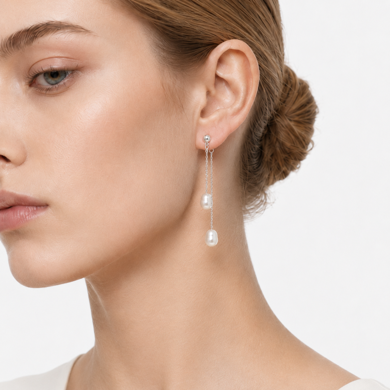 Artificial Gemstone Pearl Drop Earrings - 1-Pair with Laguna Pearl Charm, Jewelry Accessory -400035P