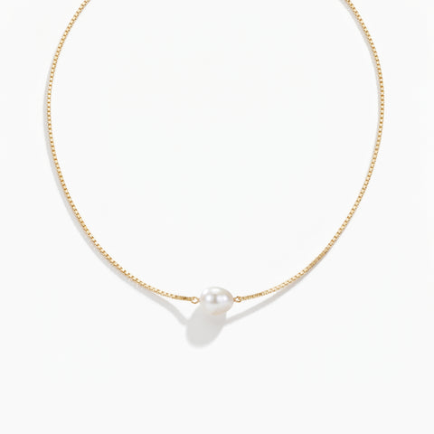ZUMA-GOLD CHAIN NECKLACE WITH BAROQUE PEARL