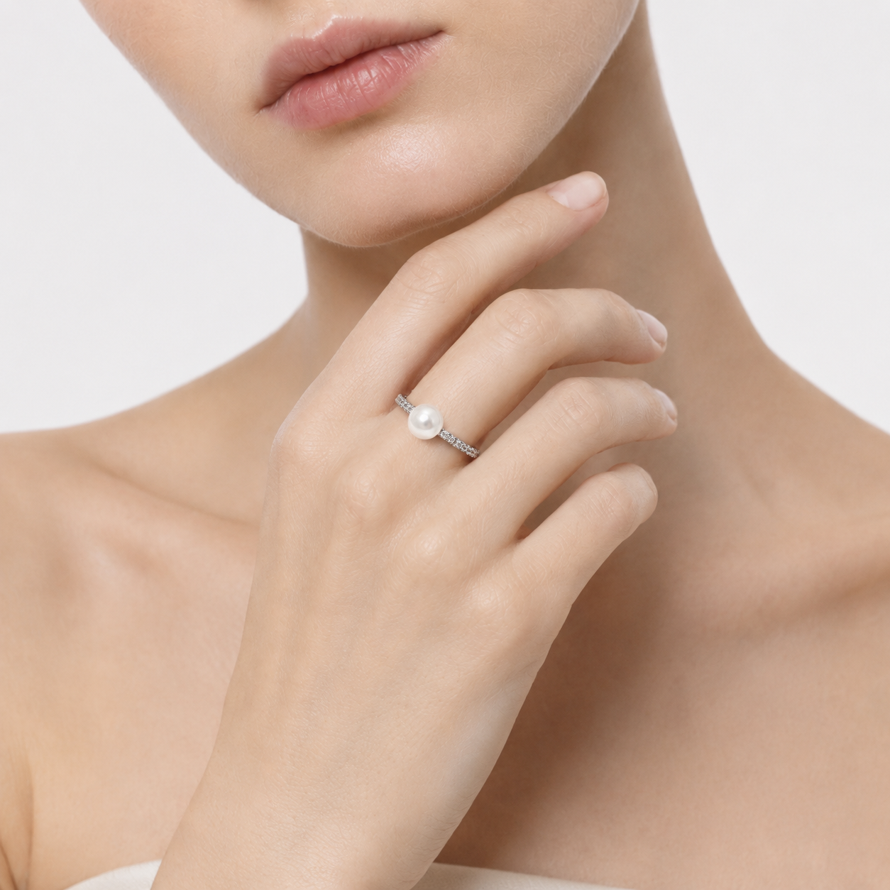 SEACLIFF PEARL PAVÉ SILVER RING-300020P