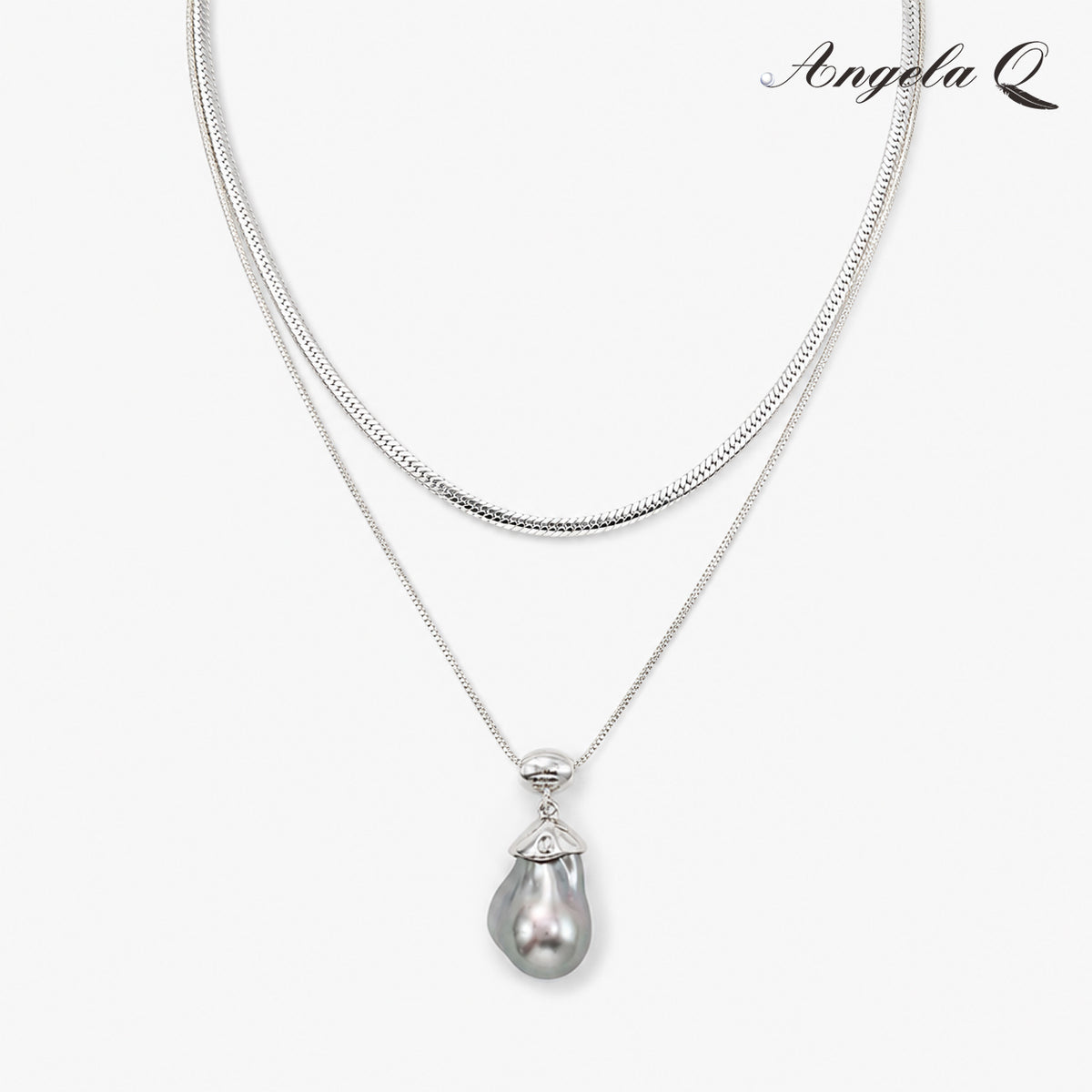 SILVER COVE - LAYERED DROP NECKLACE