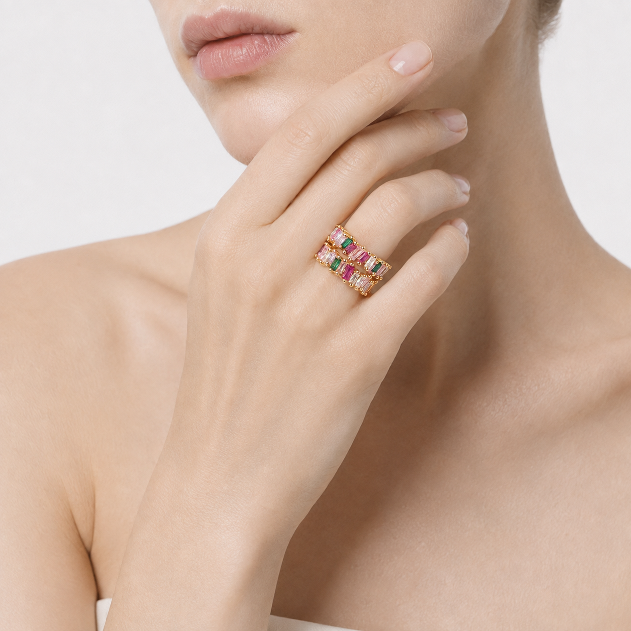 VENICE BEACH MULTICOLOR CZ OPEN RING-300017T