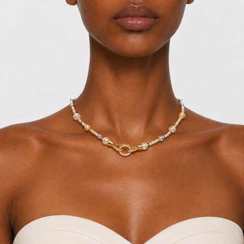Carmel Station Artificial Gemstone Necklace, Model-100035T