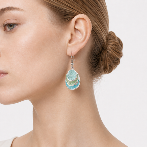 AVALON AQUA SHELL DROP EARRINGS-400051N