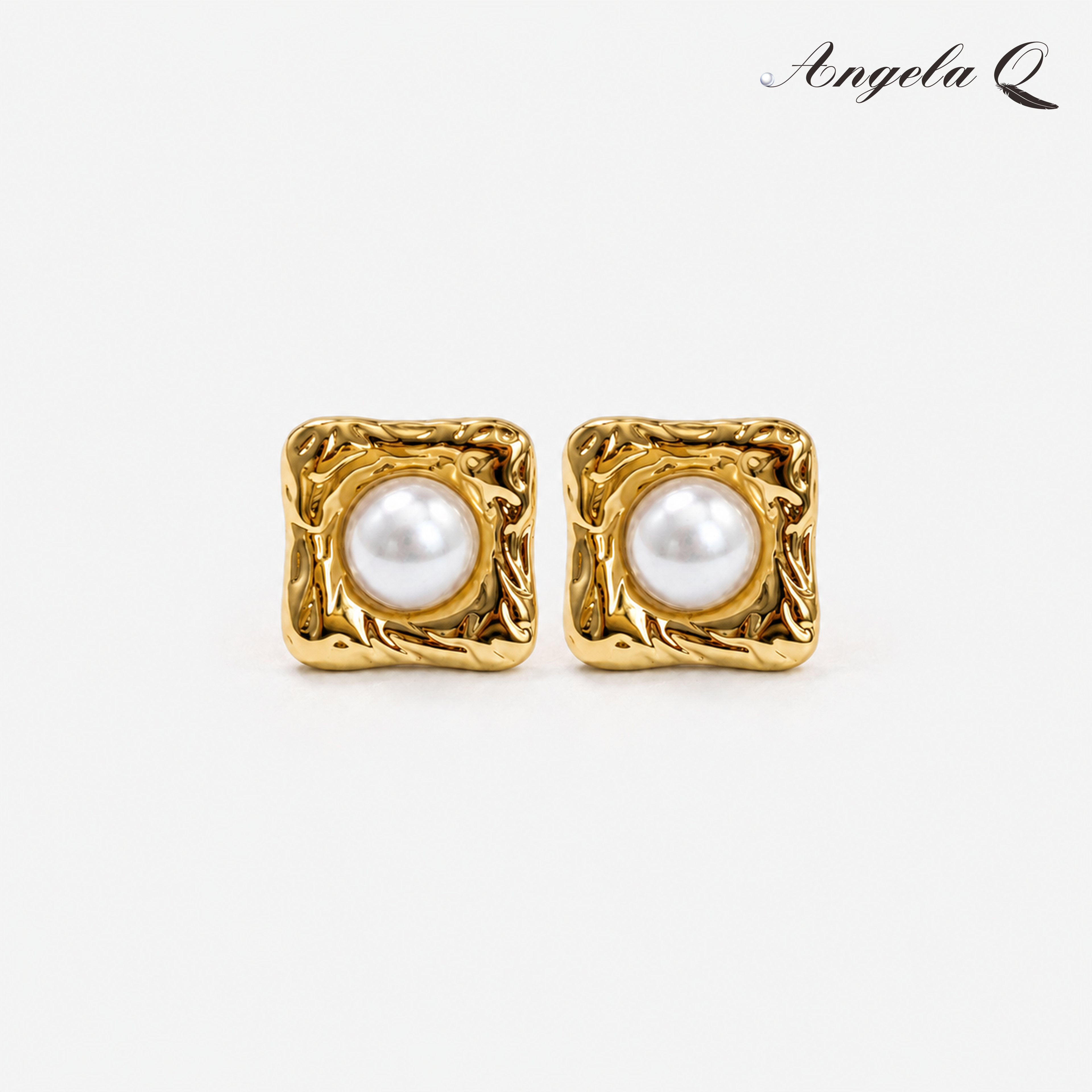 CARMEL - SQUARE PEARL STUD EARRINGS